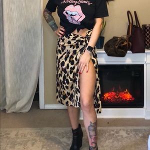 Leopard Print Wrap Midi Skirt size XS/S